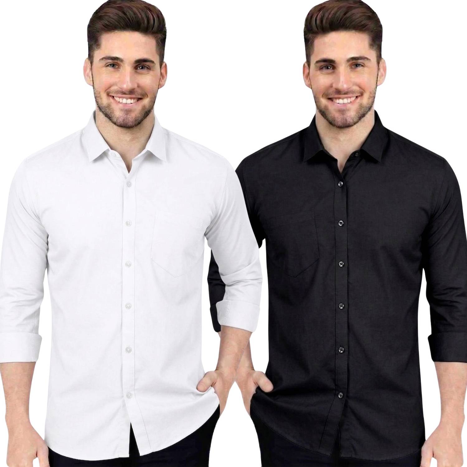 youth first Men Regular Fit Solid Spread Collar Casual Shirt (Pac