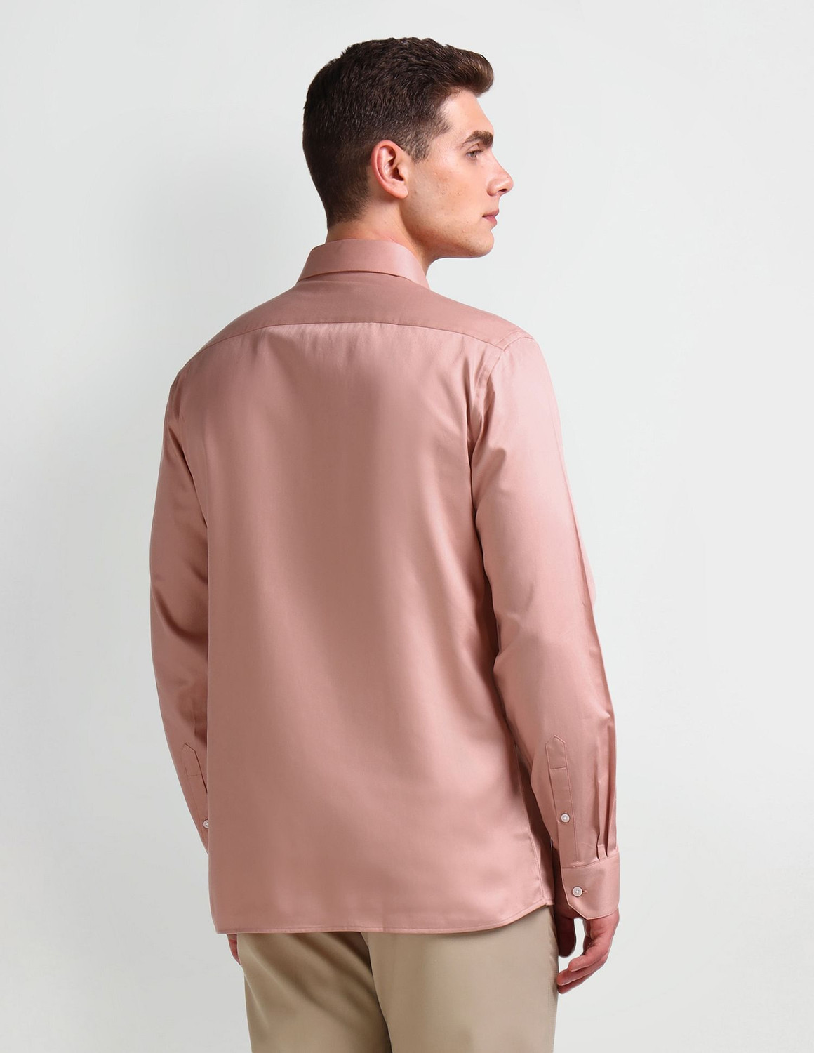 Image of ARROW Men Solid Formal Orange Shirt