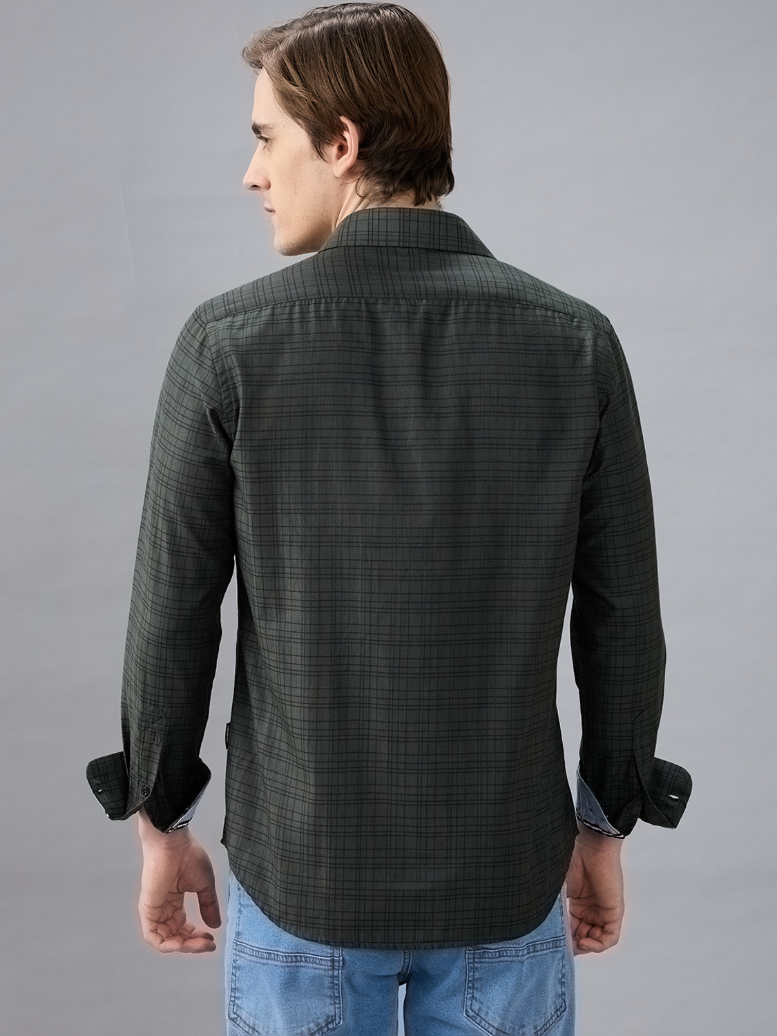 Image of Kenneth Cole Men Checkered Casual Black Shirt