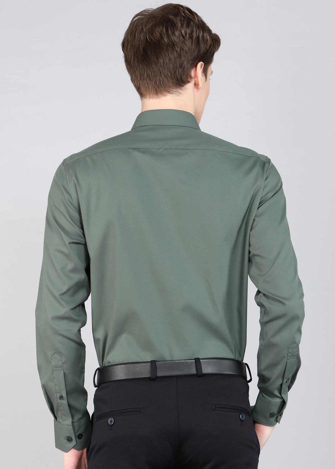 Image of LOUIS PHILIPPE Men Solid Formal Green Shirt