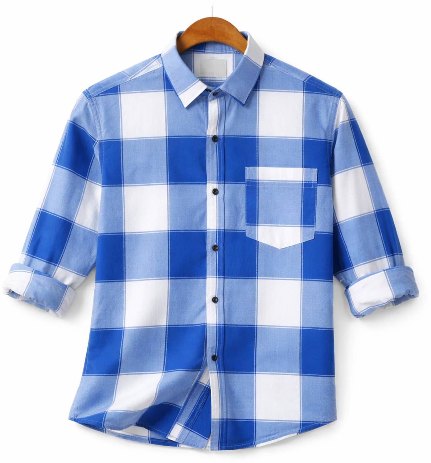 FalconWear Men Checkered Casual Blue, White Shirt