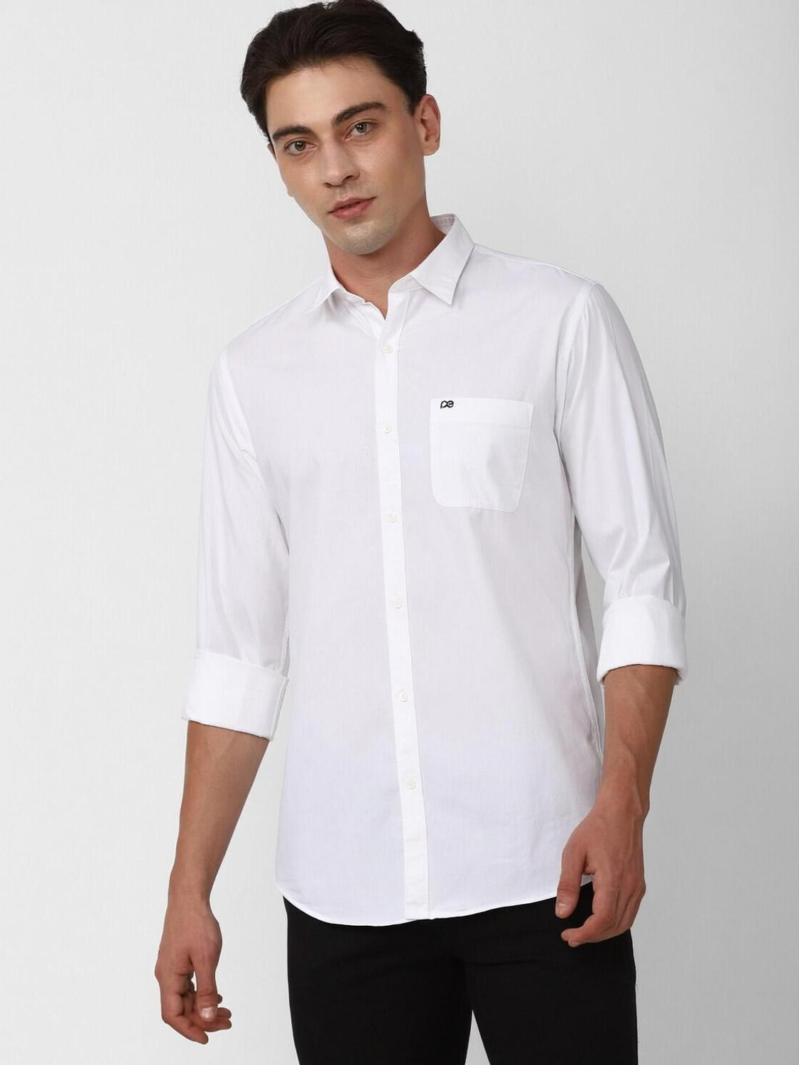Image of PETER ENGLAND Men Solid Casual White Shirt