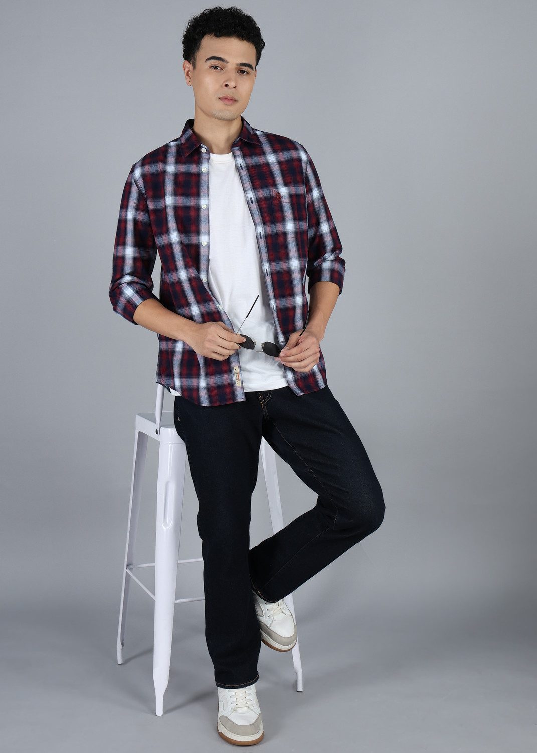 Image of U.S. Polo Assn. Denim Co. Men Regular Fit Solid Cut Away Collar Casual Shirt