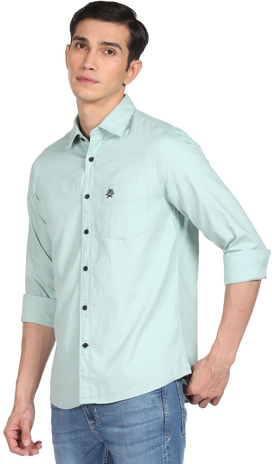 Image of U.S. POLO ASSN. Men Solid Casual Green Shirt