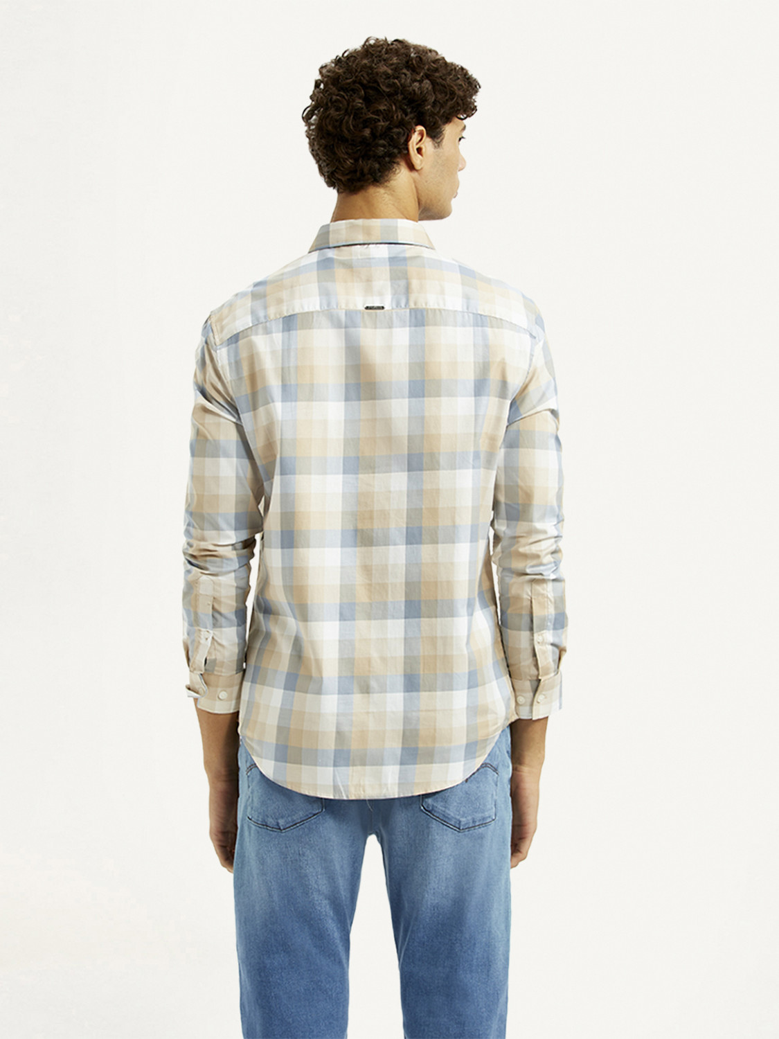Image of LEVI'S Men Checkered Casual Beige Shirt