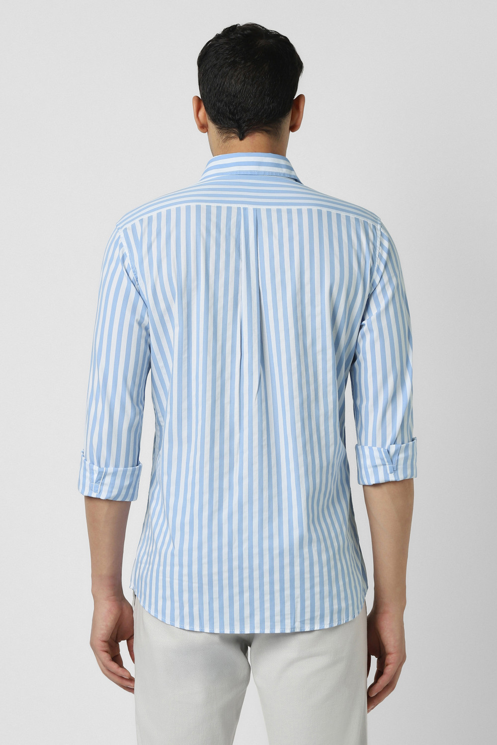 Image of VAN HEUSEN SPORT Men Striped Casual Light Blue Shirt