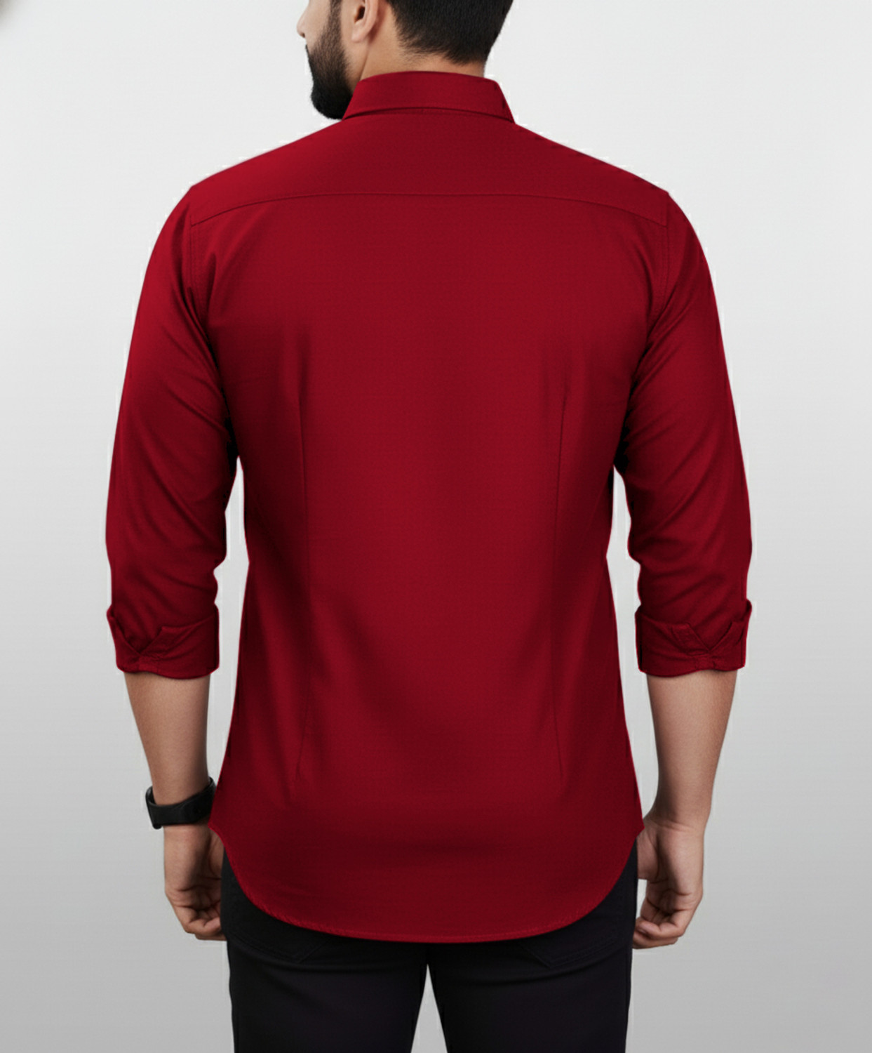 Image of AVOLT Men Solid Formal Red Shirt