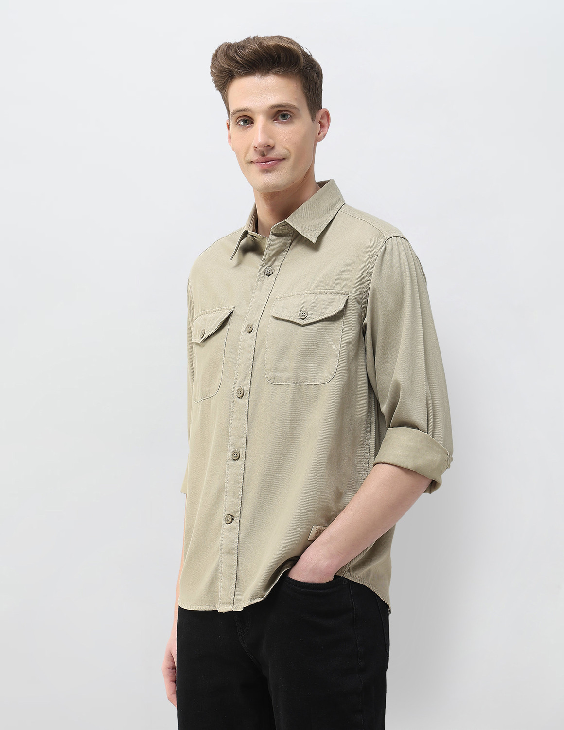 Image of U.S. Polo Assn. Denim Co. Men Solid Casual Brown Shirt