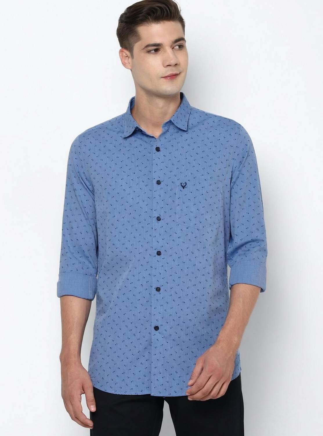 Allen Solly Men Printed Casual Blue Shirt