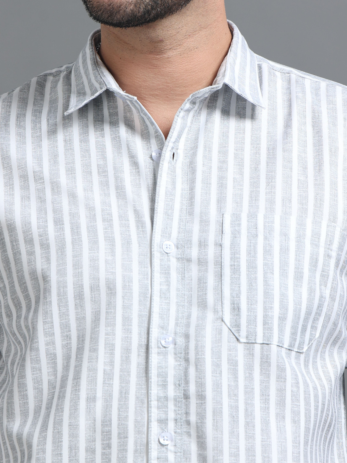 Image of Tom Mackler Men Striped Casual White Shirt