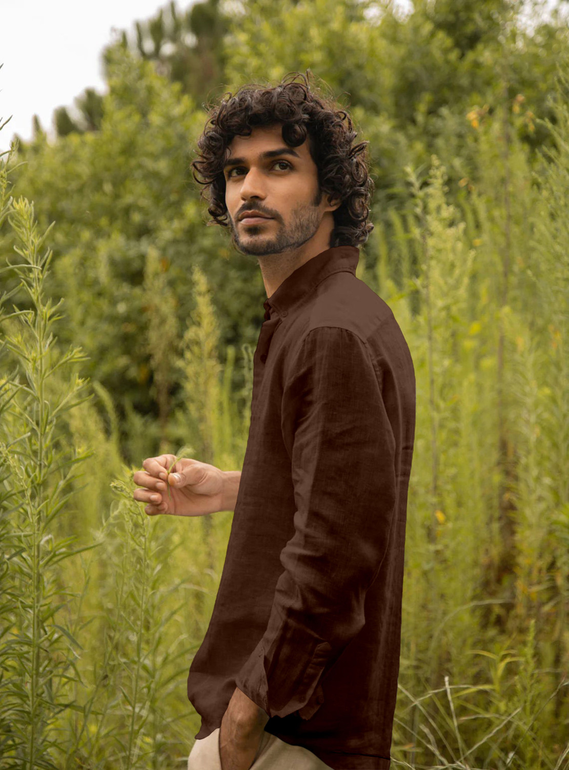 Image of javier Men Solid Casual Brown Shirt