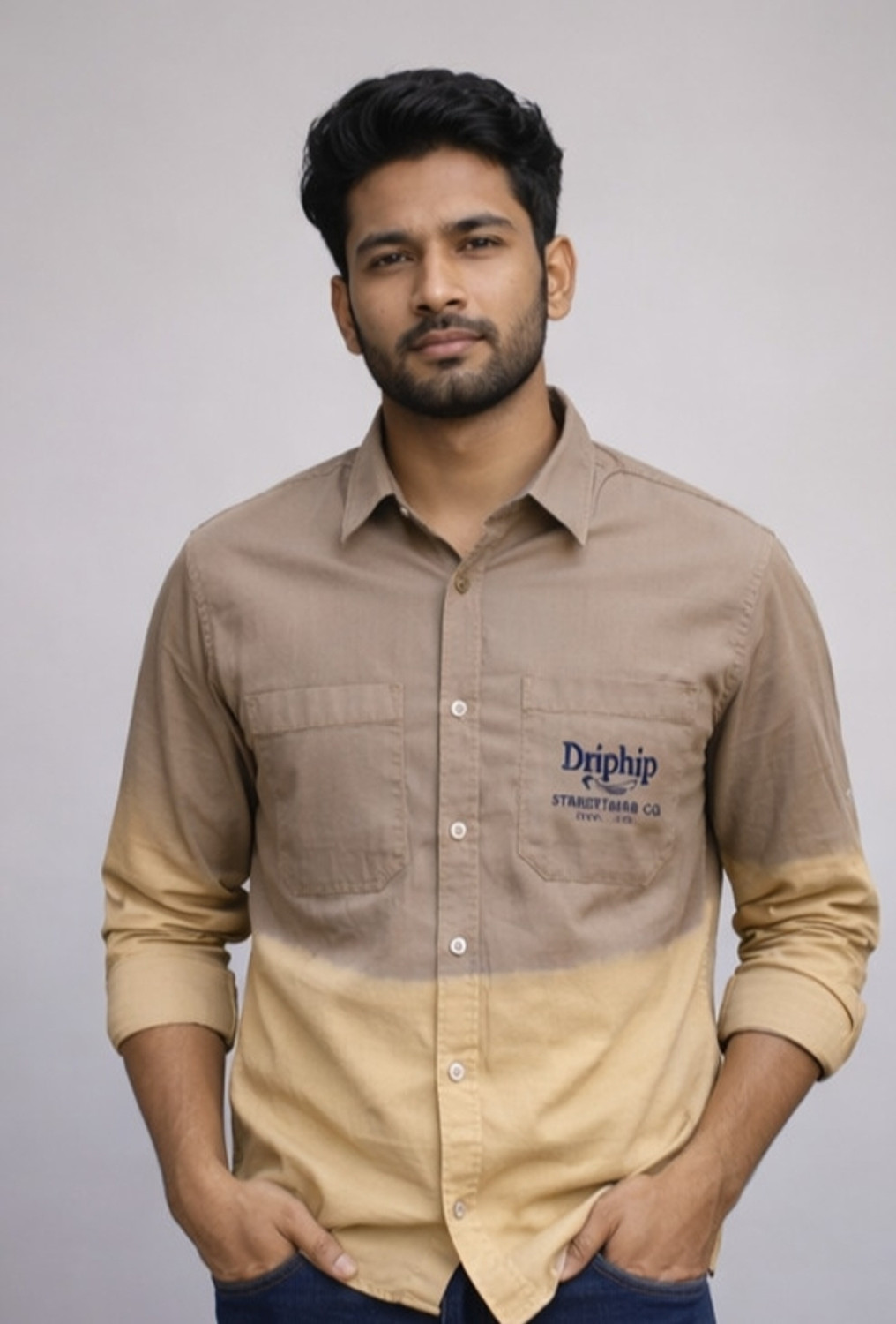 Image of RoGen Men Dyed /Ombre, Printed Casual Multicolor Shirt