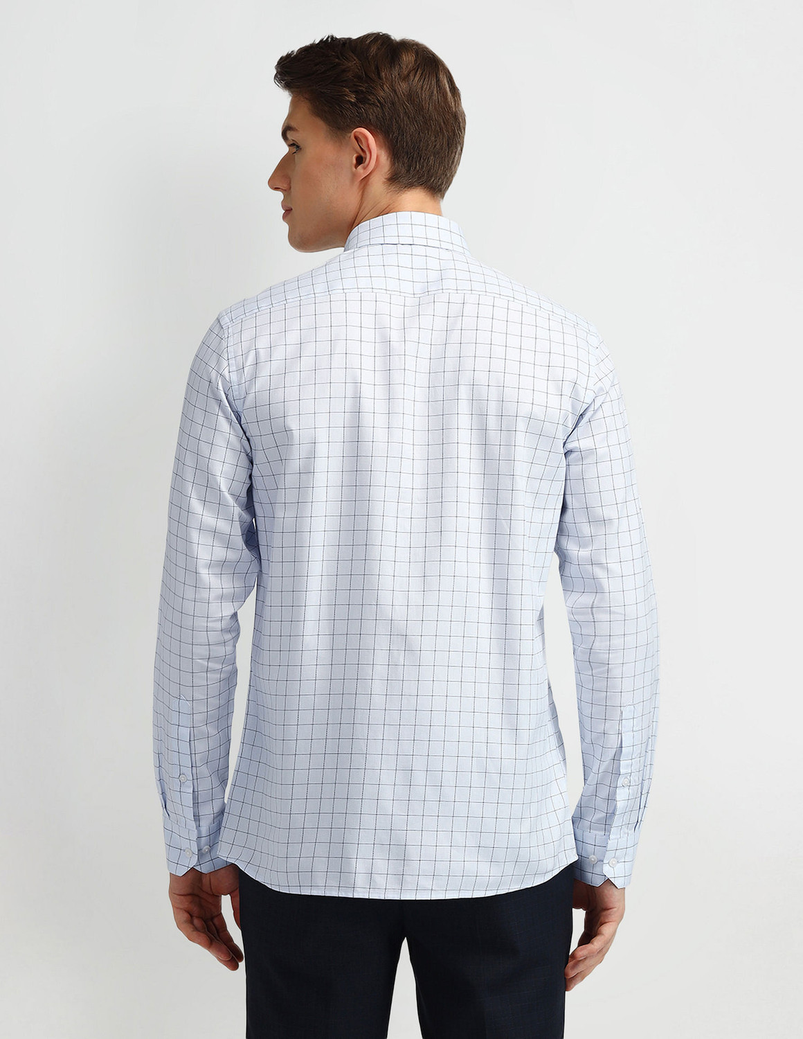 Image of ARROW Men Checkered Formal Blue Shirt