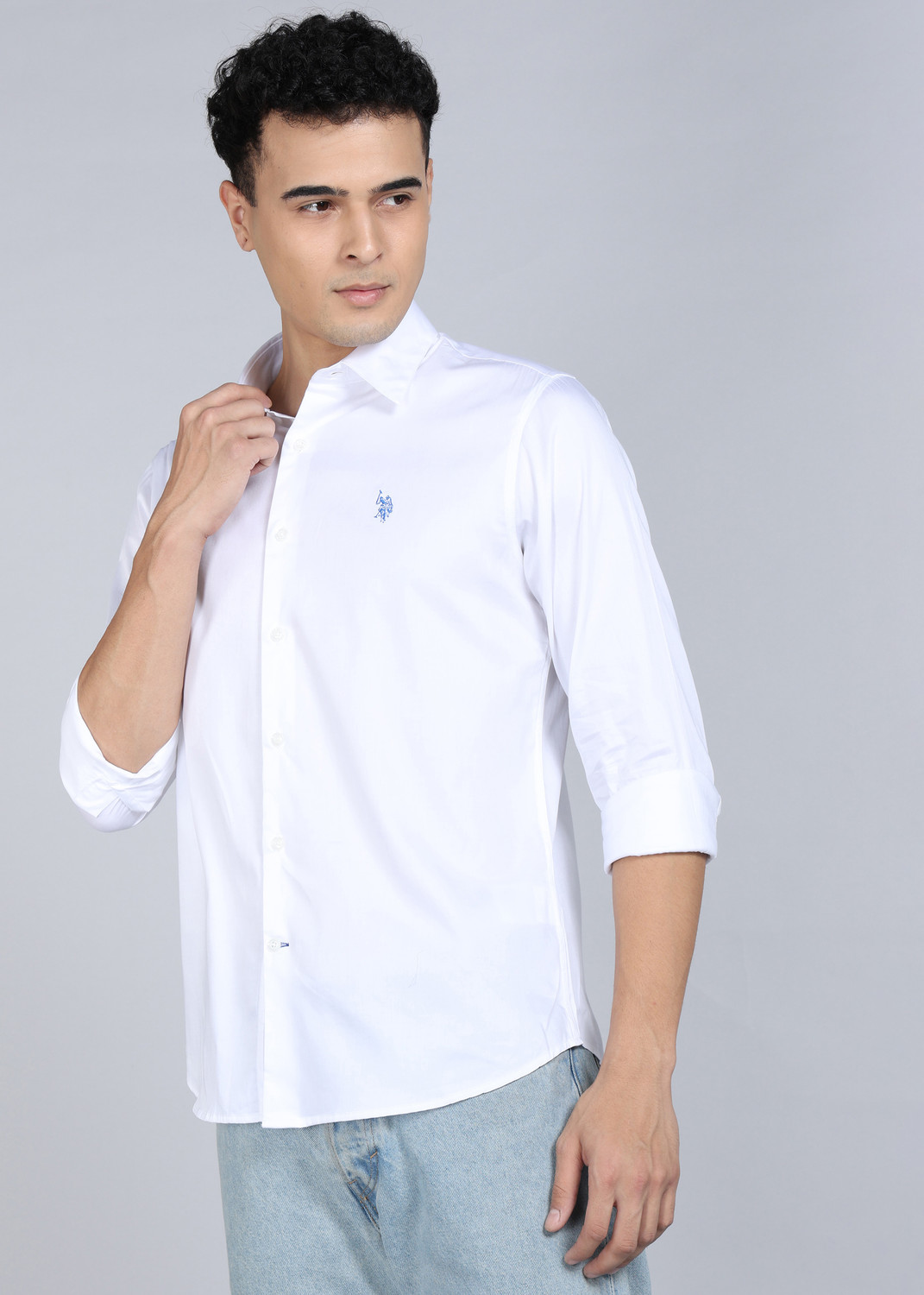 Image of U.S. POLO ASSN. Men Solid Casual White Shirt
