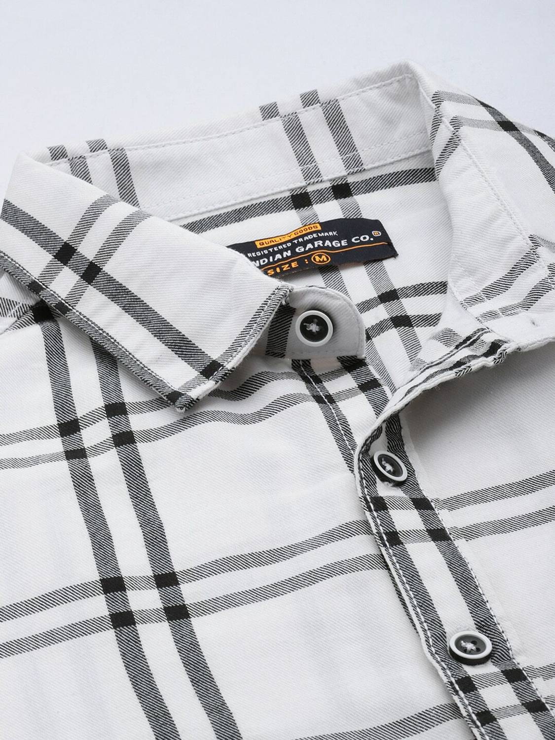 The Indian Garage Co. Men Checkered Casual White Shirt - Image 2