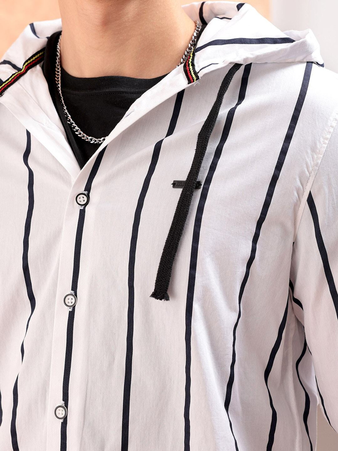 Image of The Indian Garage Co. Men Striped Casual White Shirt