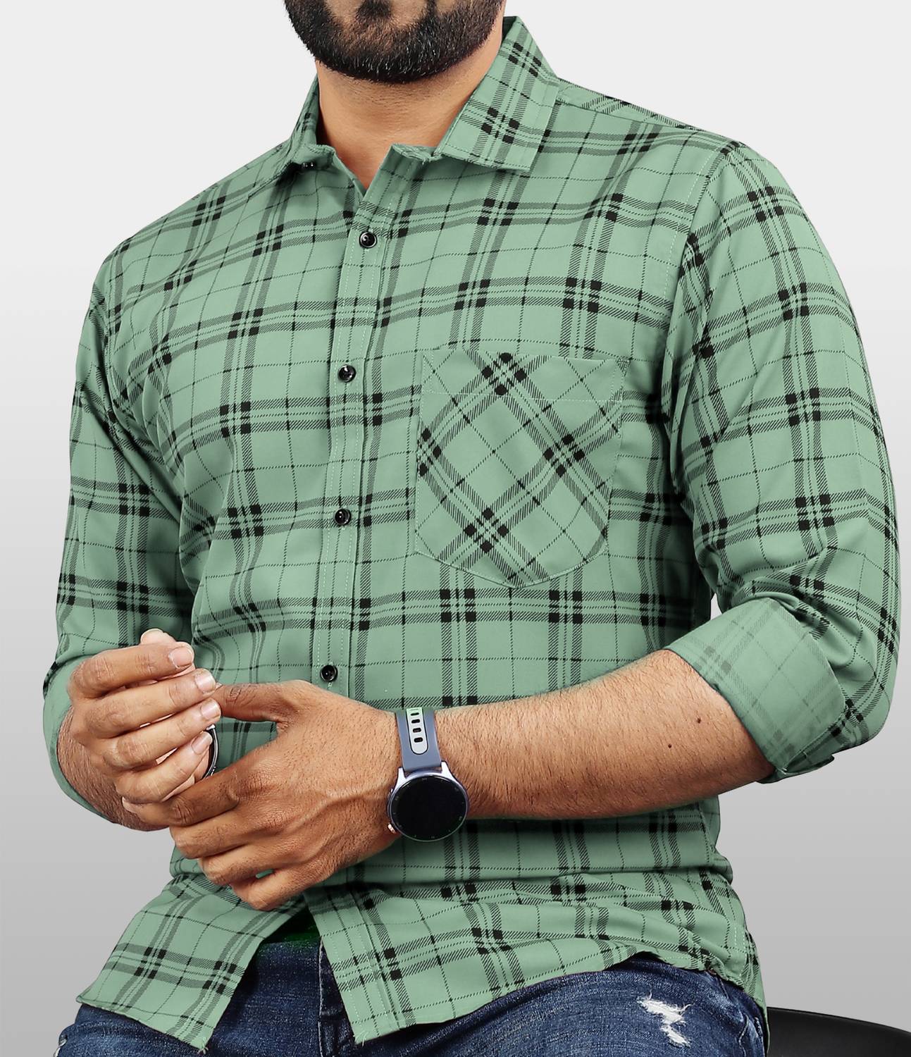 Surhi Men Regular Fit Checkered Spread Collar Casual Shirt