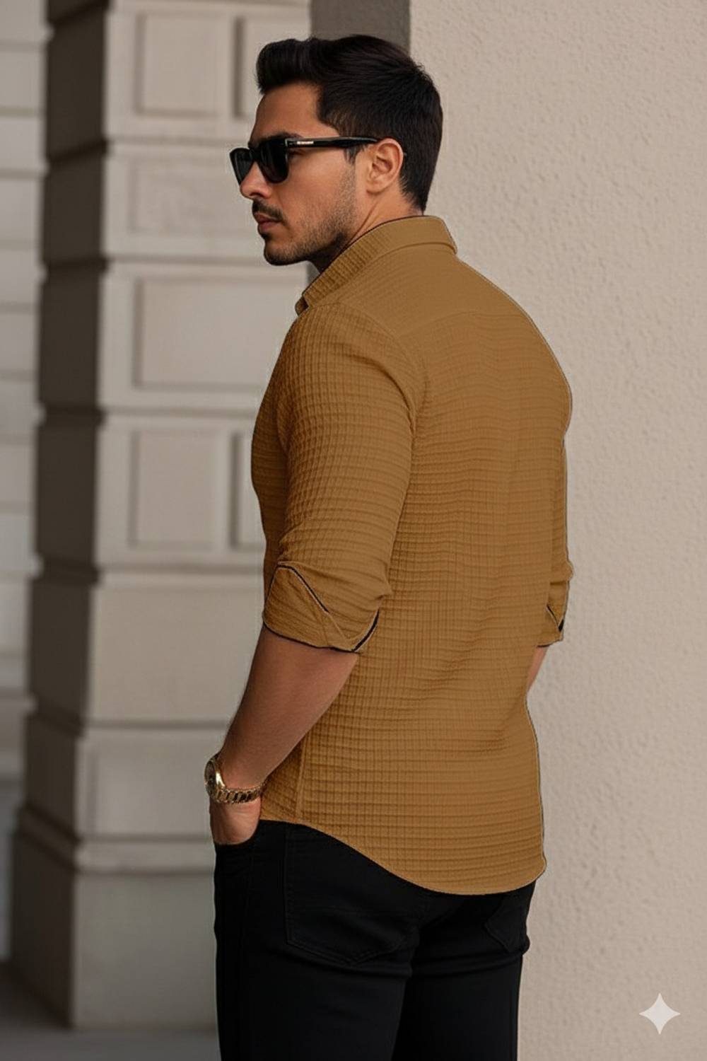 JACKBELLA Men Beige Casual Shirt - Image 3