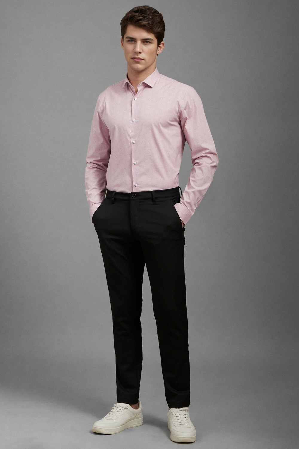Image of LOUIS PHILIPPE Men Printed Casual Pink Shirt