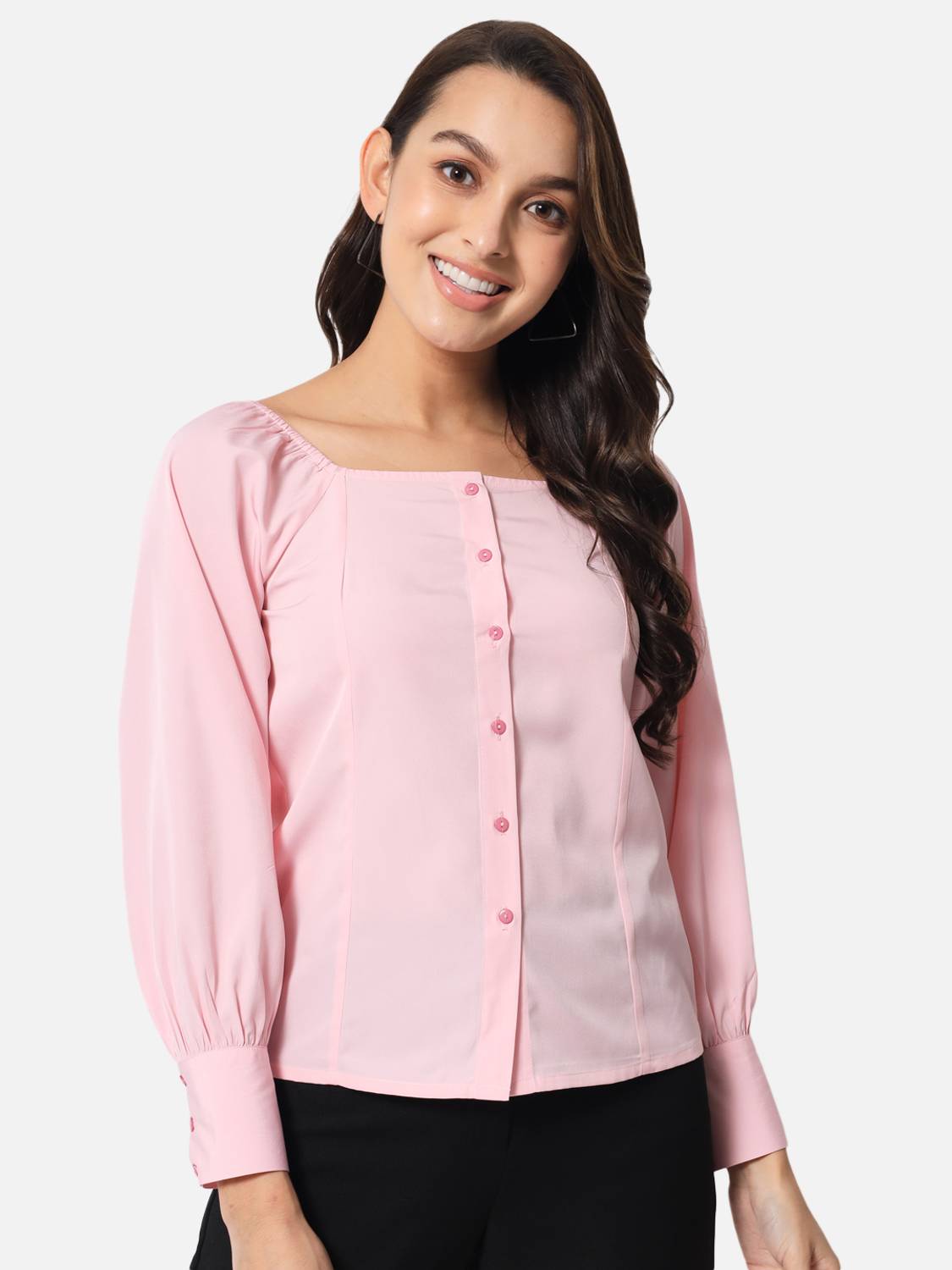 OTIRA Women Solid Casual Pink Shirt
