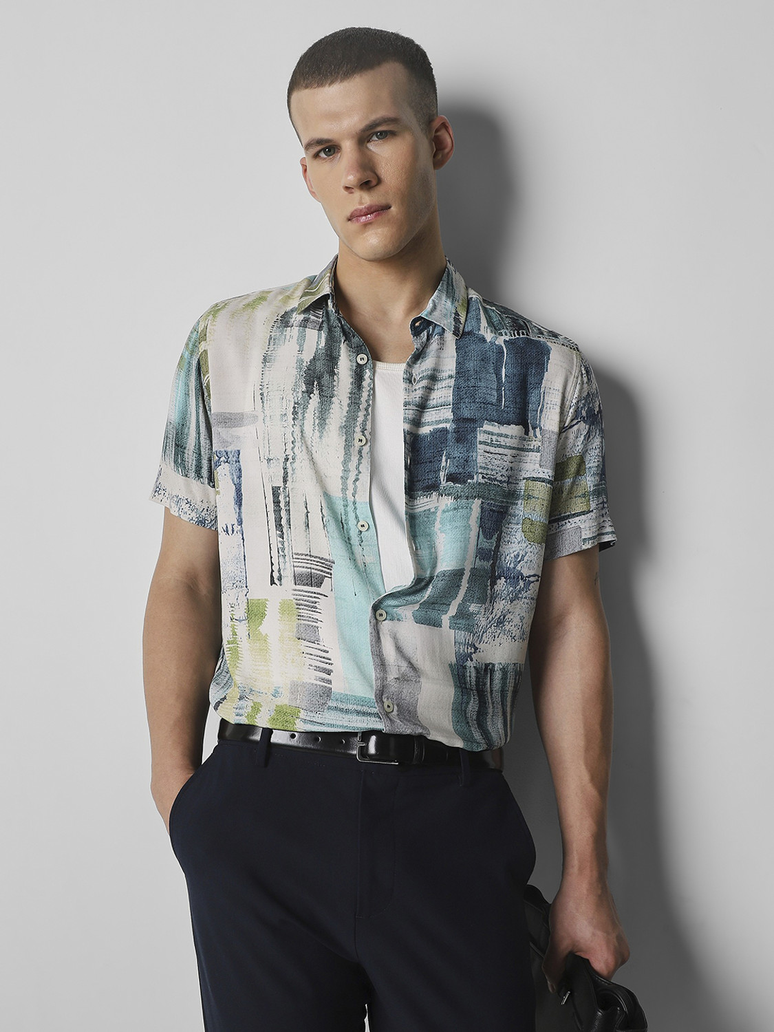 Image of MUFTI Men Printed Casual Multicolor Shirt