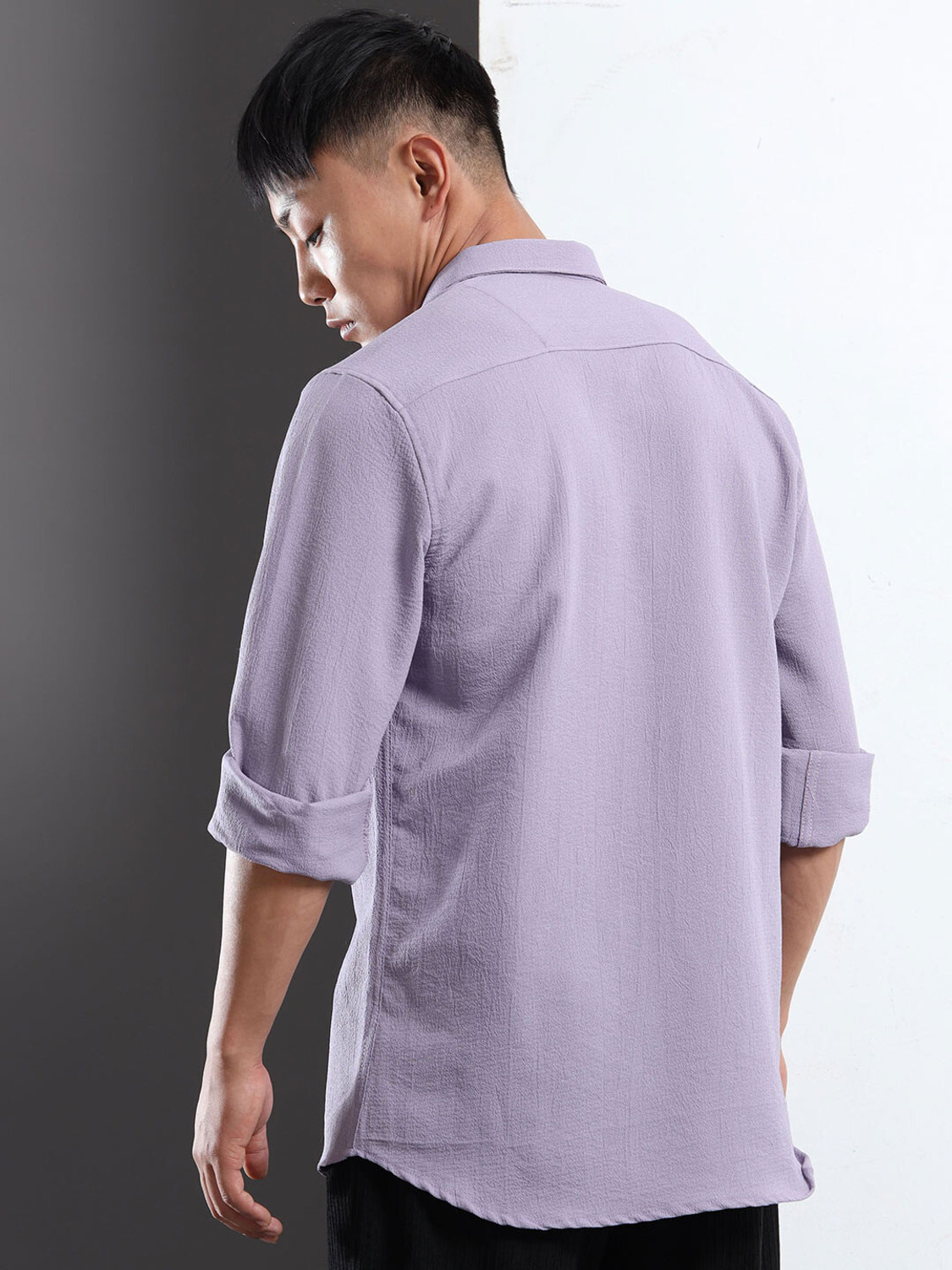 Image of Voroxy Men Solid Casual Purple Shirt