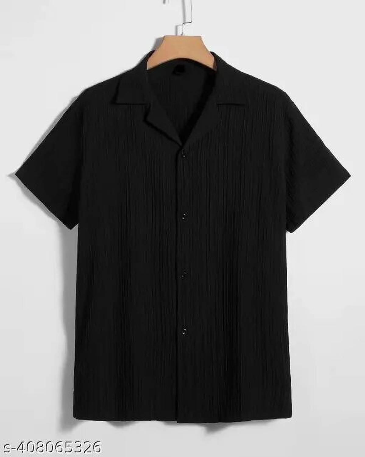 PUSHYA Men Self Design Casual Black Shirt