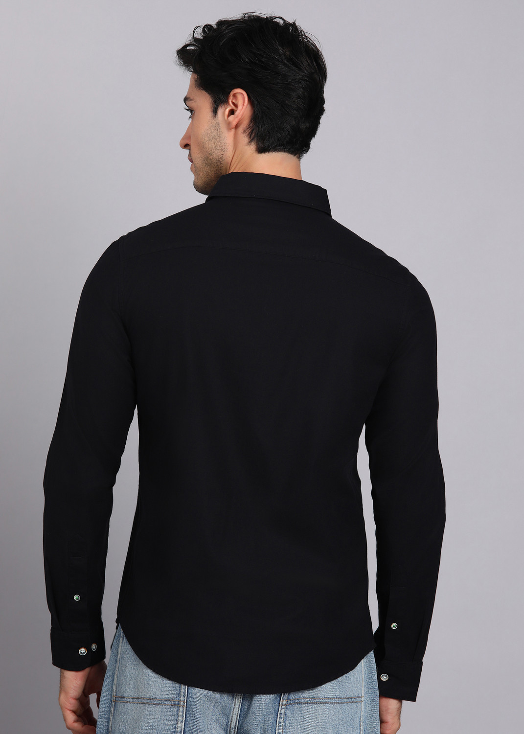 Image of United Colors of Benetton Men Solid Casual Black Shirt