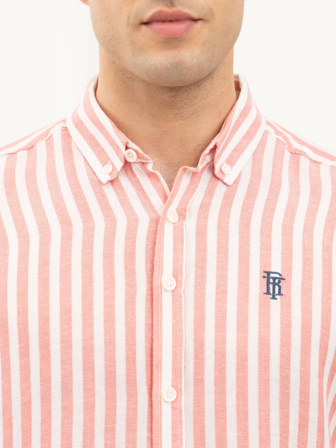 Image of RED TAPE Men Striped Casual Orange Shirt