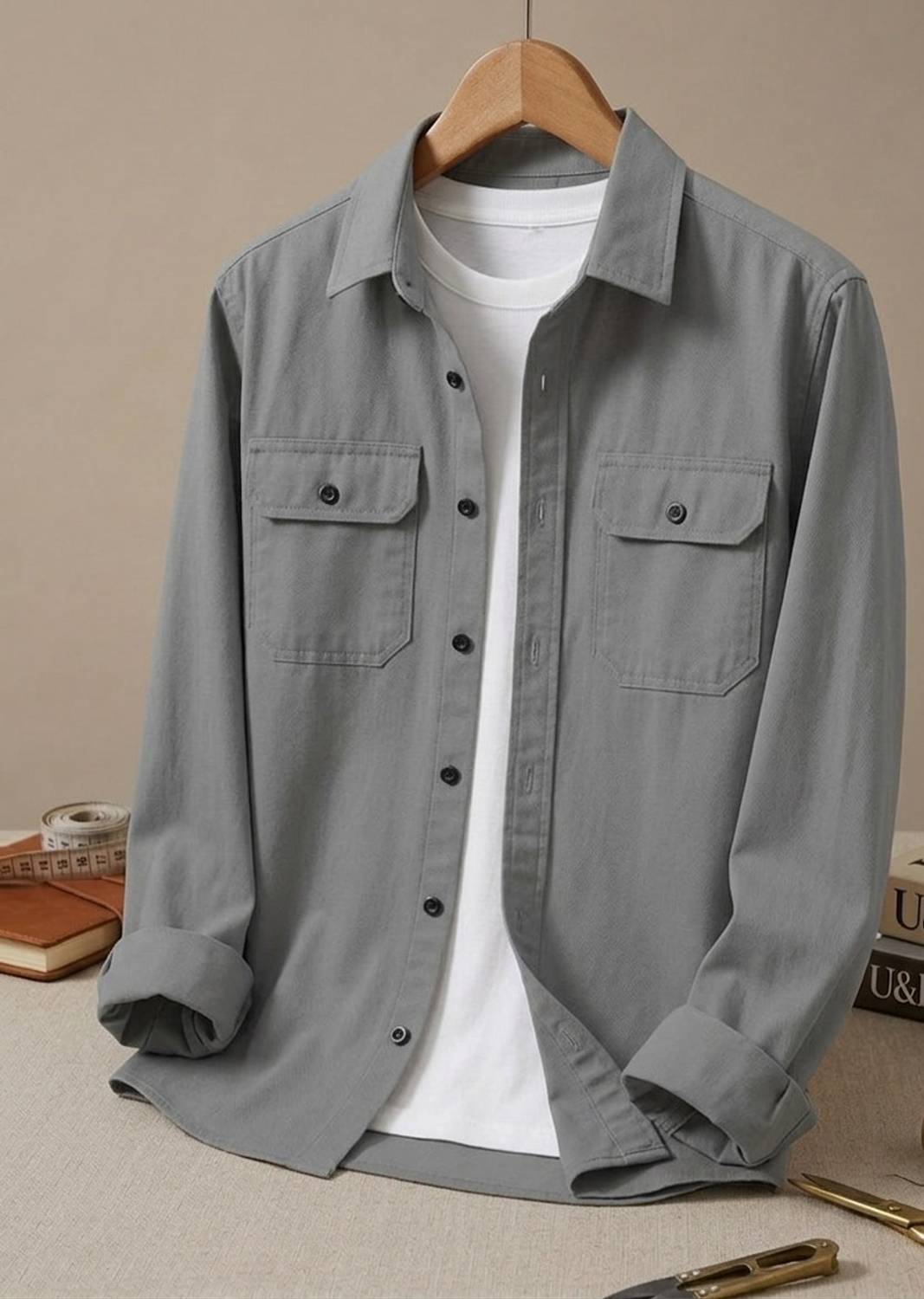 VG BROTHER Men Solid Casual Grey Shirt