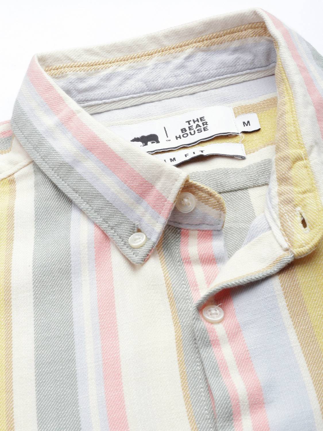 Men Slim Fit Striped Button Down Collar Casual Shirt - Image 4