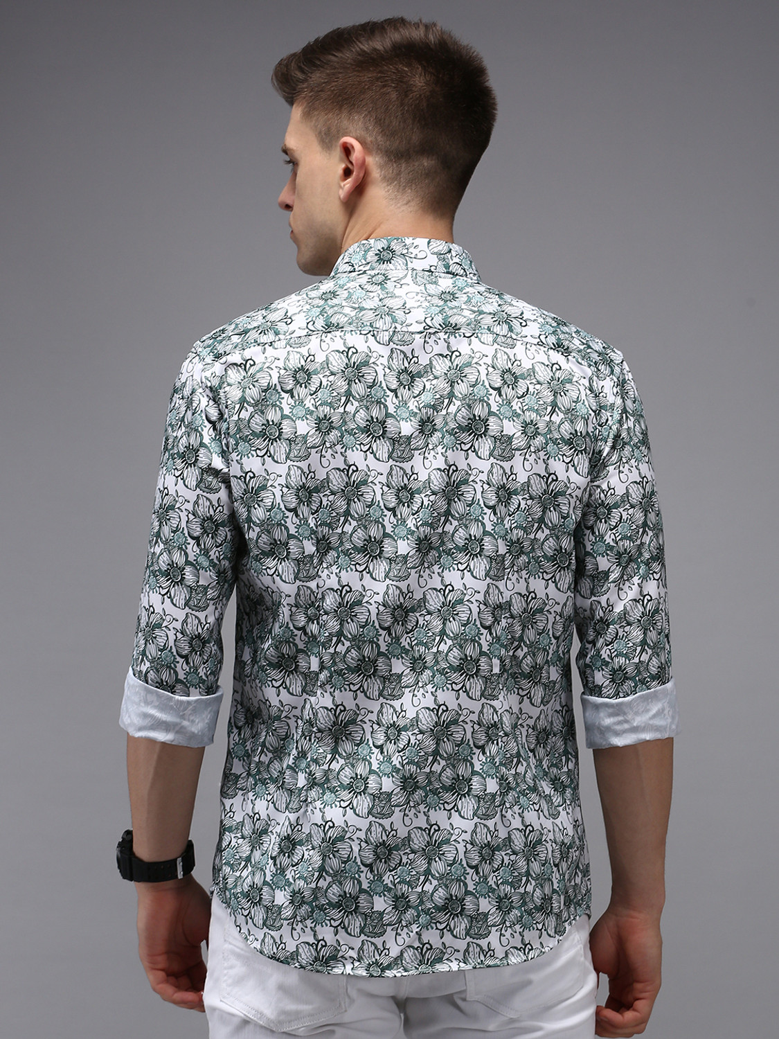 Image of SHOWOFFFF Men Printed Casual White Shirt