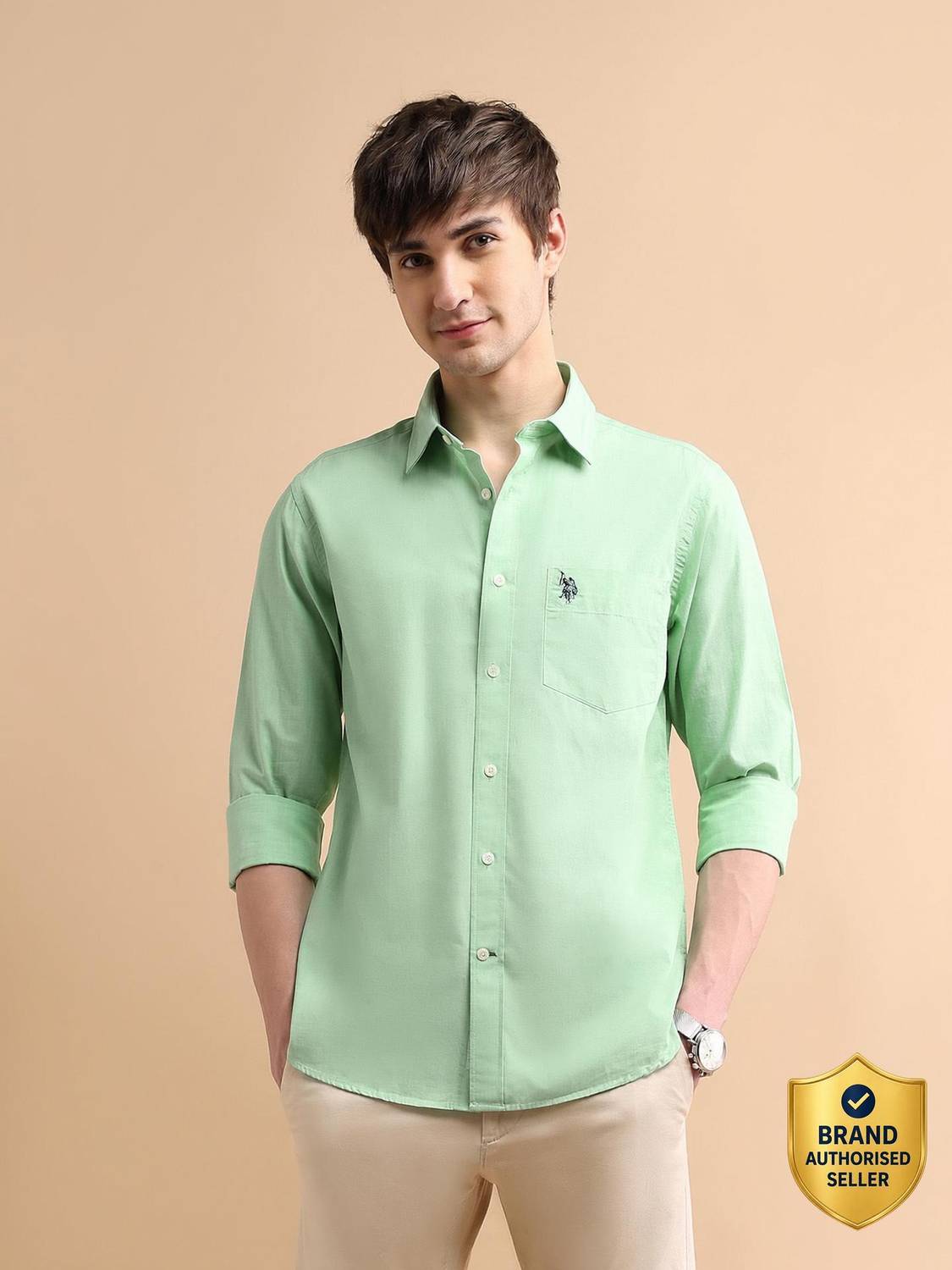 U.S. POLO ASSN. Men Green Casual Shirt - Image 1