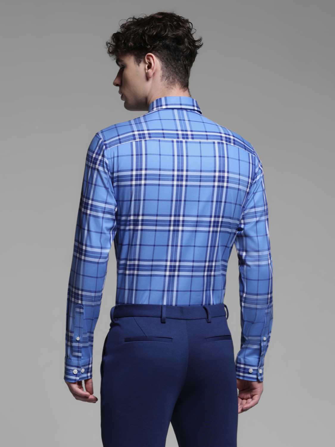 Image of JACK & JONES Men Checkered Casual Blue Shirt