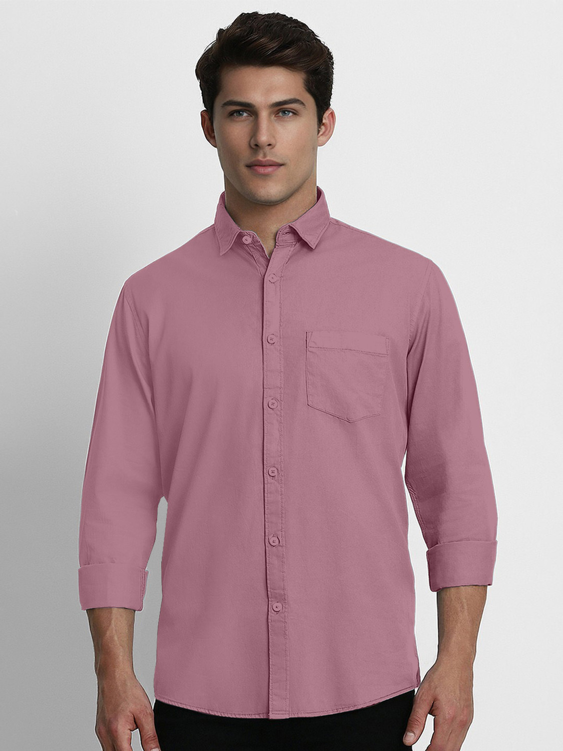 Image of SHIMAK Men Solid Formal Pink Shirt