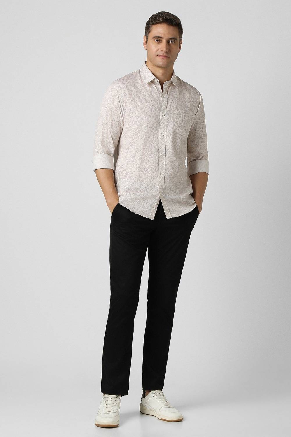PETER ENGLAND Men Printed Casual Beige Shirt - Image 2