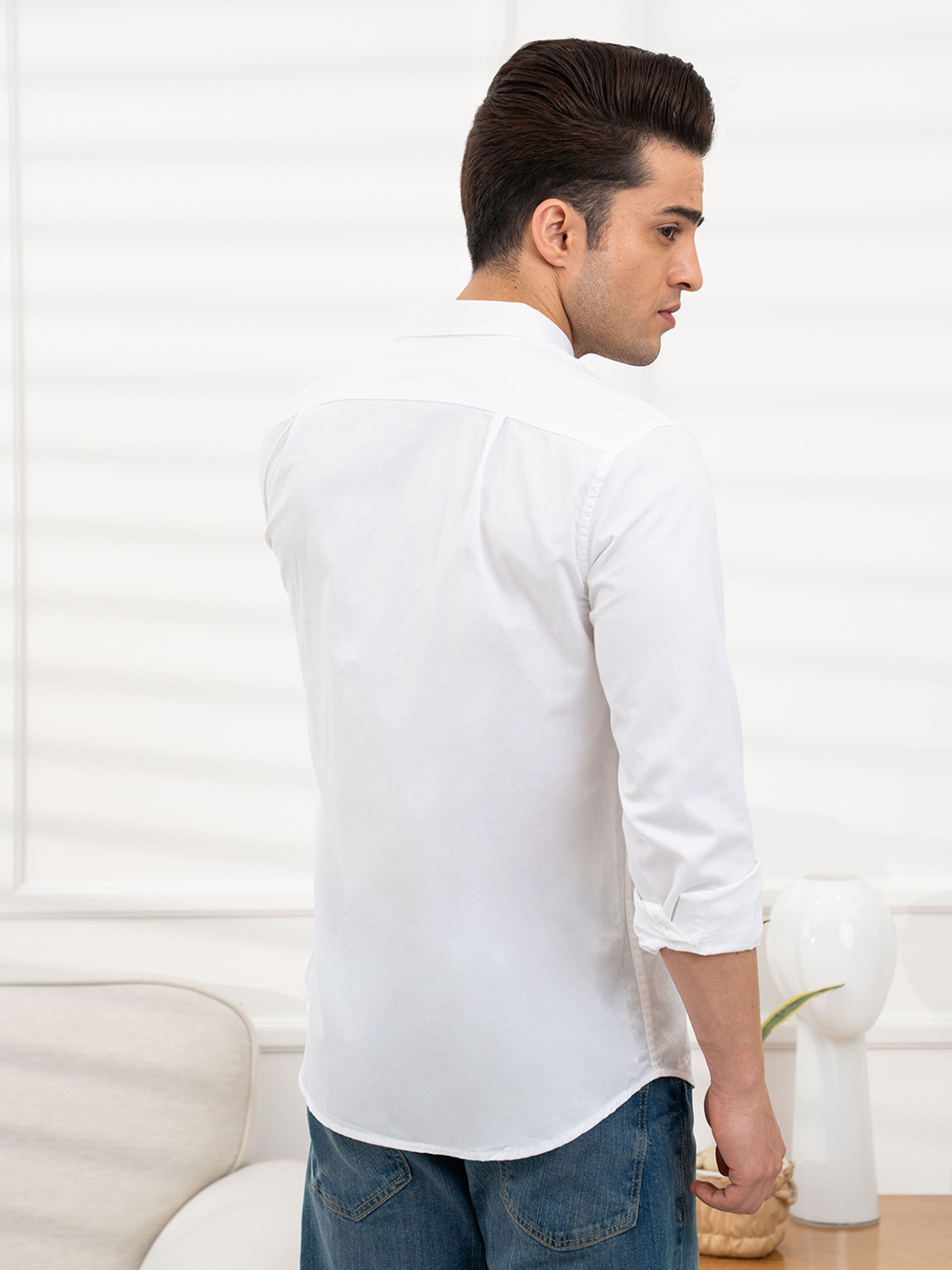 Image of RED TAPE Men Solid Casual White Shirt
