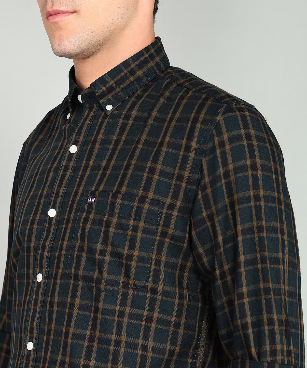 Image of Arrow Sport Men Checkered Casual Green Shirt