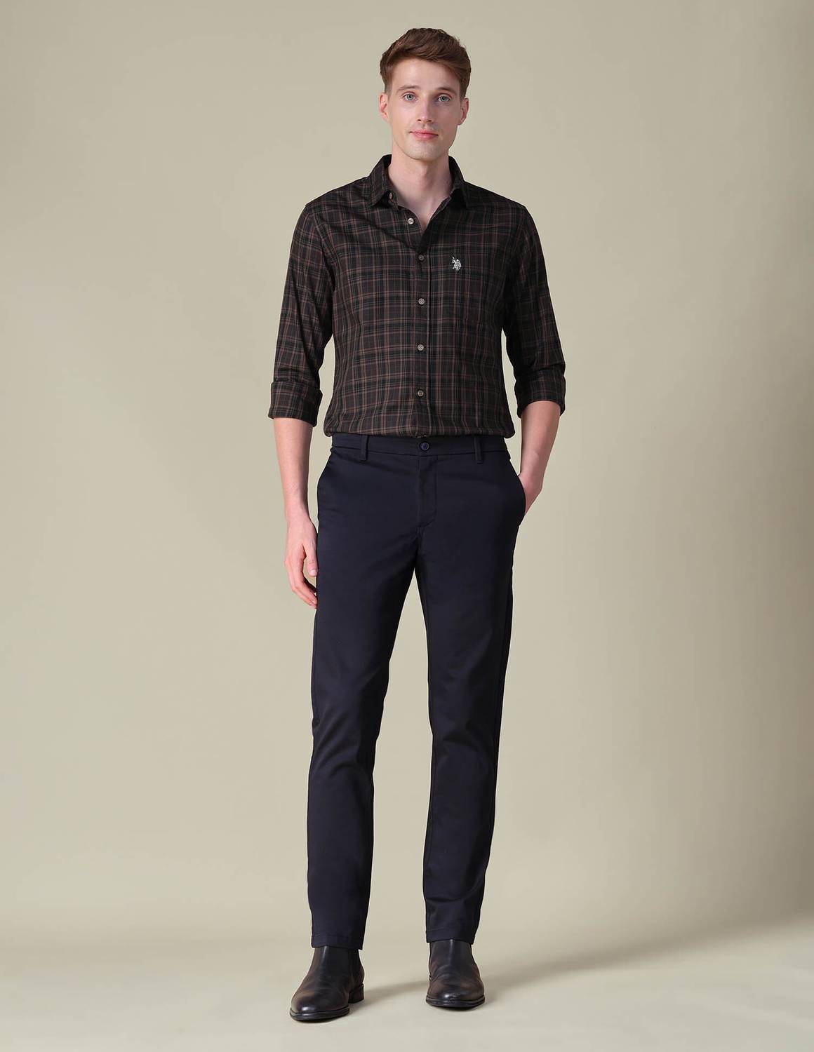 U.S. POLO ASSN. Men Brown Checkered Casual Shirt - Image 5