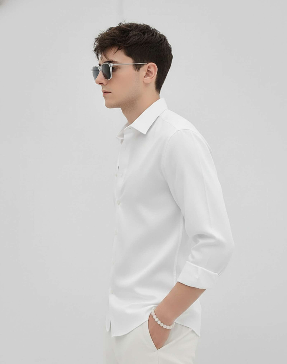 Image of Clothisto Men Solid Casual White Shirt