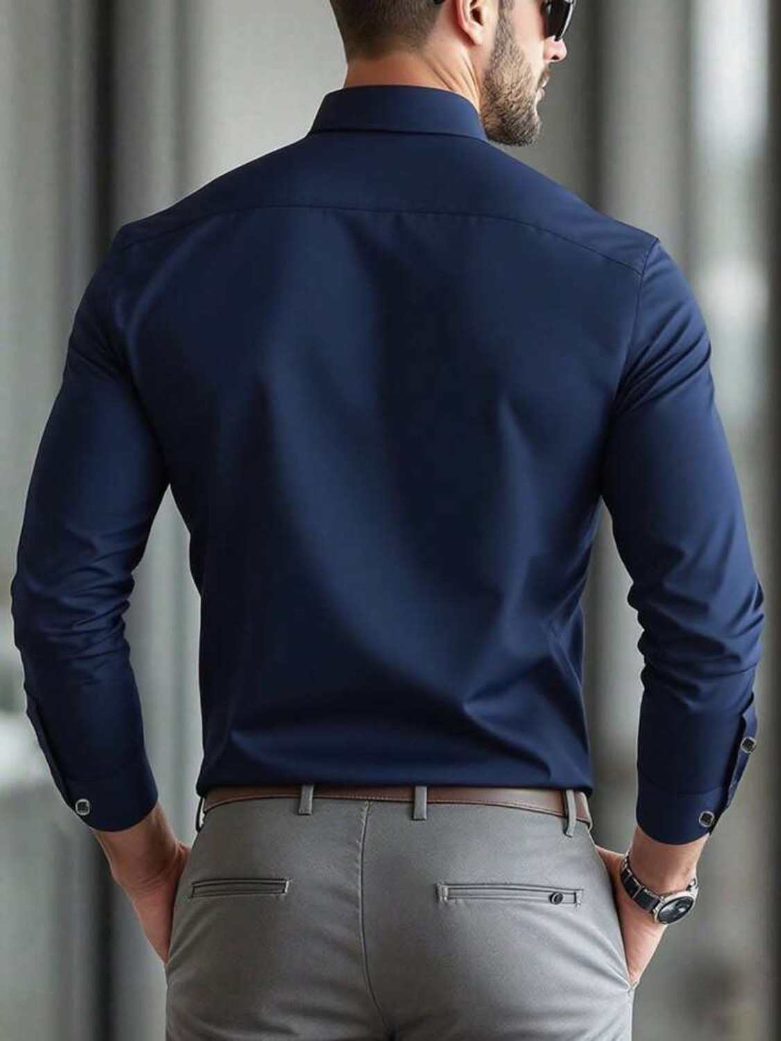 Image of The Fashion Prime Men Solid Formal Blue Shirt