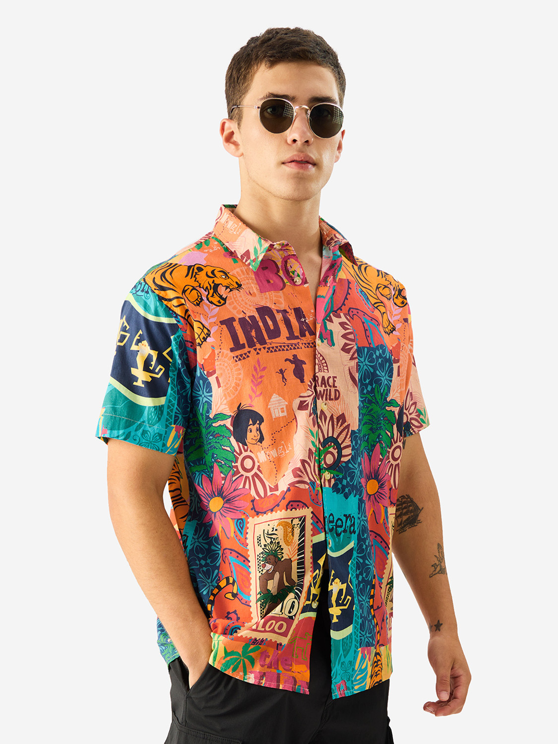 Image of The Souled Store Men Printed Casual Multicolor Shirt