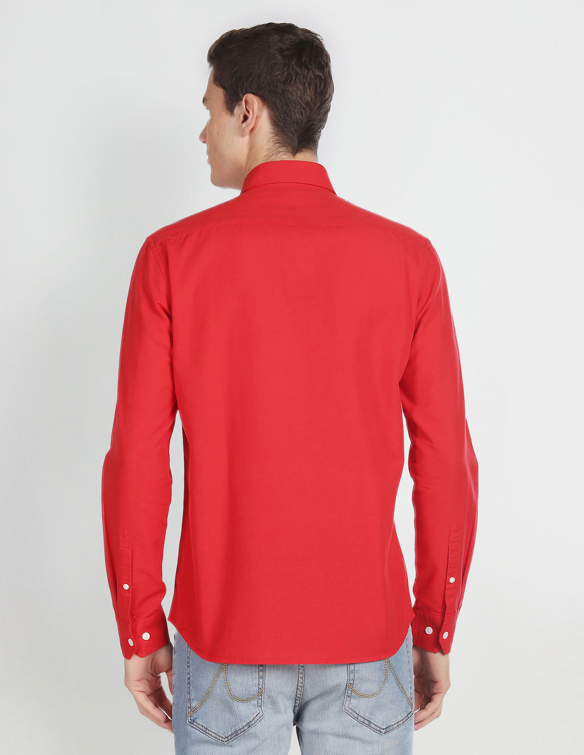 Image of Arrow Sport Men Solid Casual Red Shirt