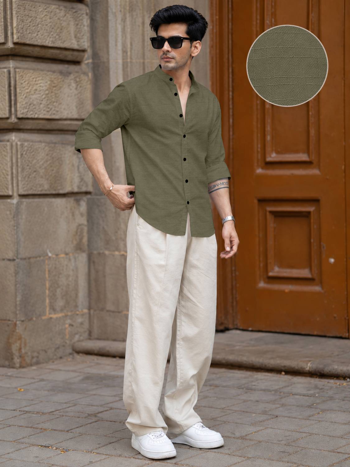 D&B Trends Men Green Formal Shirt - Image 1