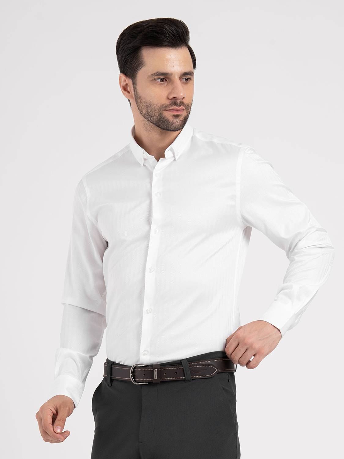 RED TAPE Men Self Design Formal White Shirt