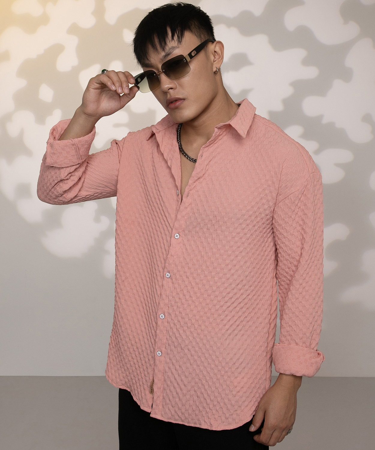 Image of CAHOOT Men Checkered Casual Pink Shirt
