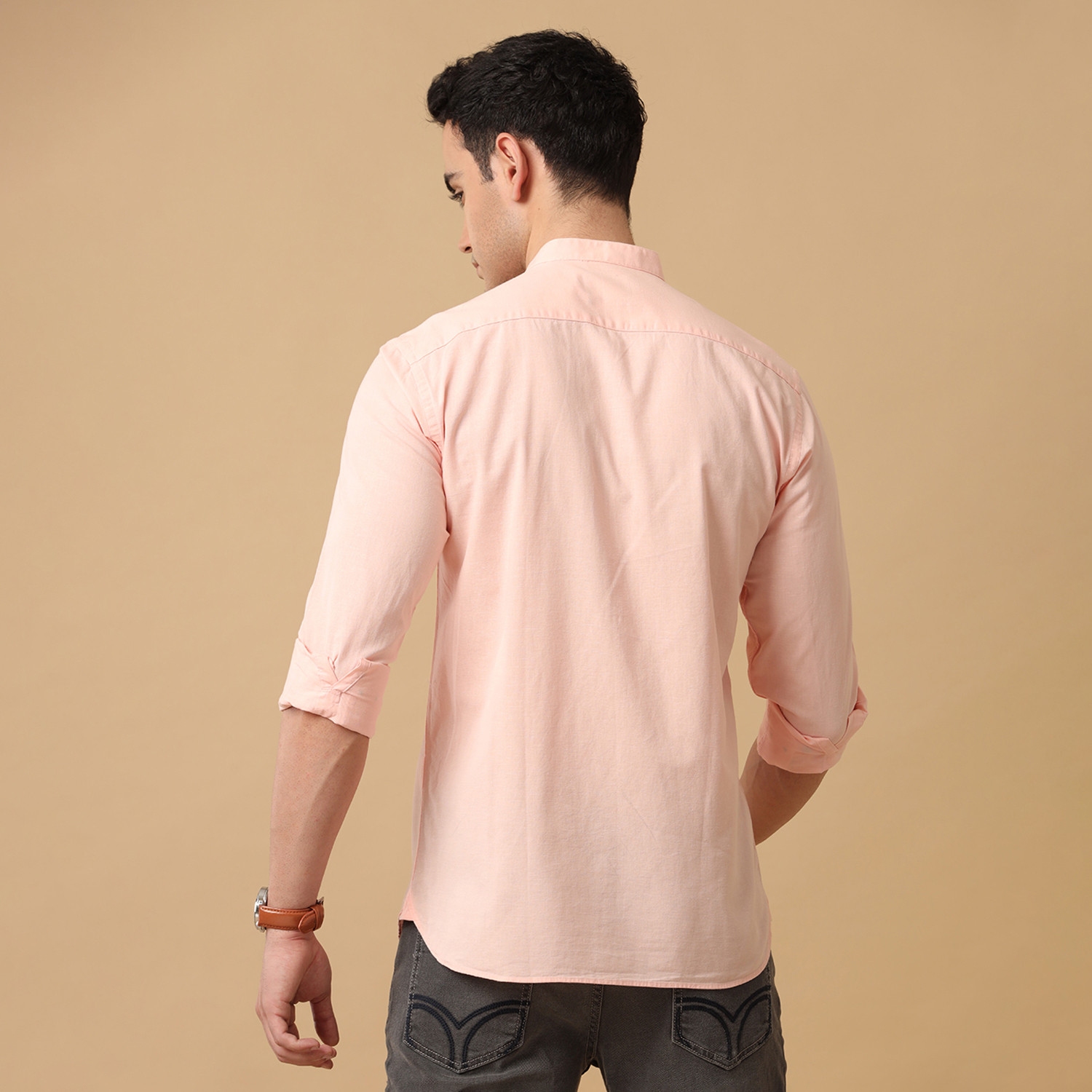 Image of CAVALLO BY LINEN CLUB Men Solid Casual Pink Shirt