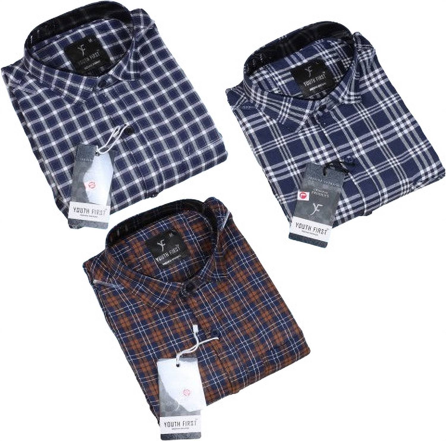 youth first Men Regular Fit Checkered Spread Collar Casual Shirt