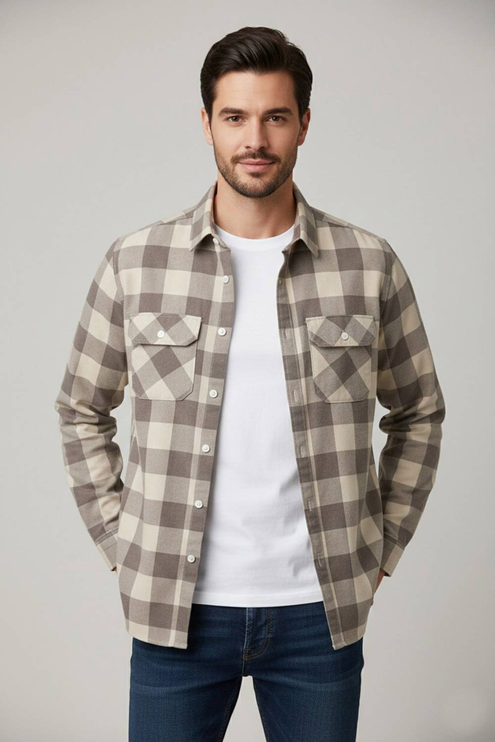 DIMMY Men Checkered Casual Brown Shirt - Image 2