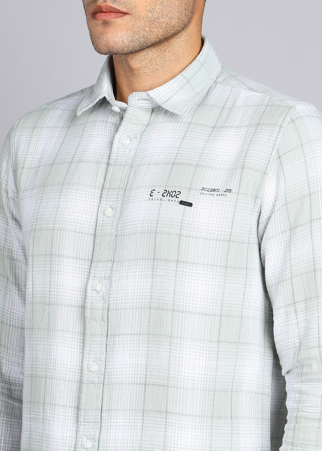 Image of INTEGRITI Men Checkered Casual Green Shirt
